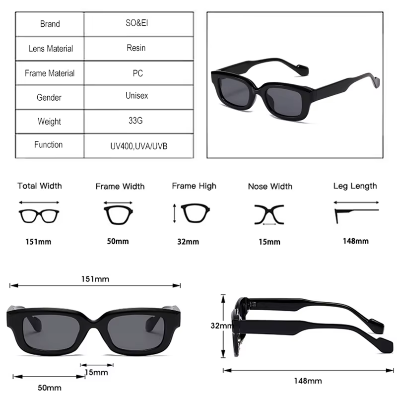 SO & EI rétro petit rectangle lunettes de soleil femmes bonbons couleurs nuances UV400 carré hommes lunettes de soleil