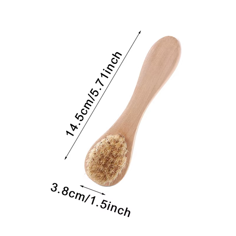 Brosse à visage en bois avec manche en bois