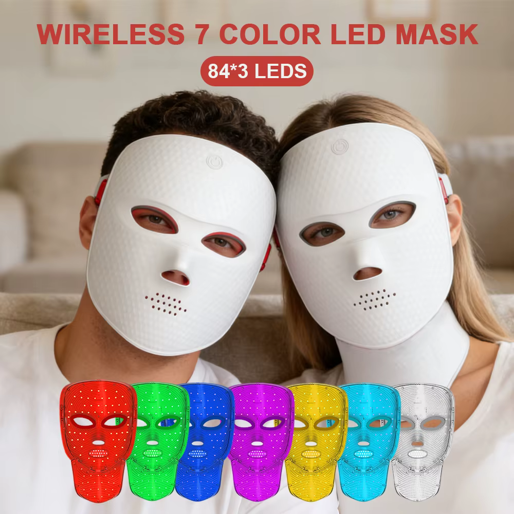 Masque LED facial 2 en 1 avec masque LED pour le cou
