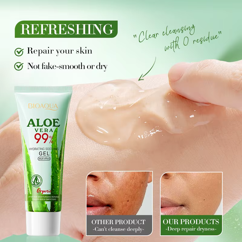 BIOAOUA Gel d'aloe vera 100 % naturel pour le visage et le corps