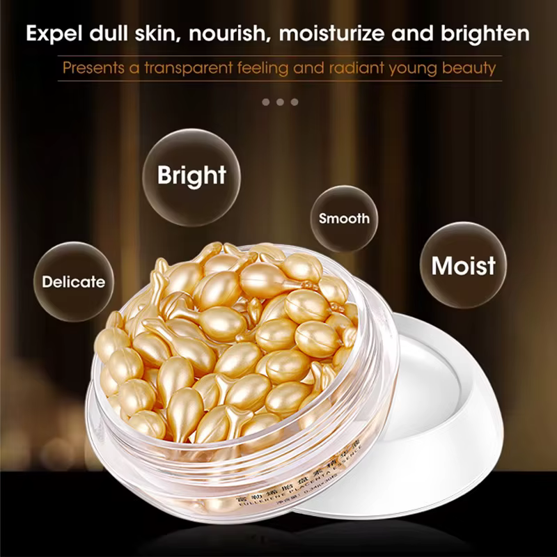 Fullerène Placenta Capsule Essence visage éclaircir sérum hydratant nourrissant Anti-rides vitamine E acide hyaluronique soins de la peau