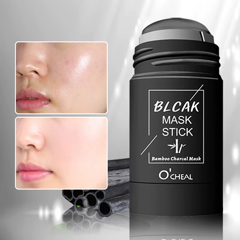 Masque facial solide bâton thé vert miel pêche nettoyage des pores hydratant Long charbon d'aubergine Film de boue