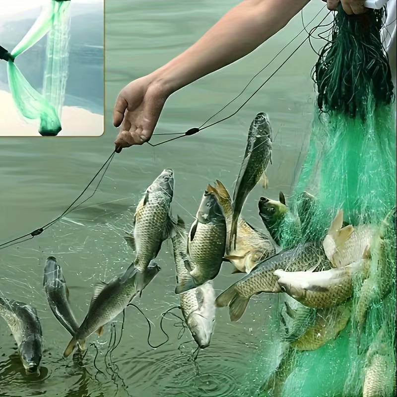Filet de pêche en nylon durable à 3 couches – Design vert, léger et robuste pour une utilisation en eau douce et en eau salée