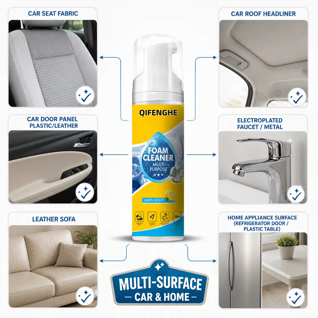 Nettoyant Moussant Multi-Usages pour Intérieur de Voiture – Nettoyage en Profondeur Sans Rinçage – Formule Douce – Parfum Citron Frais Longue Durée