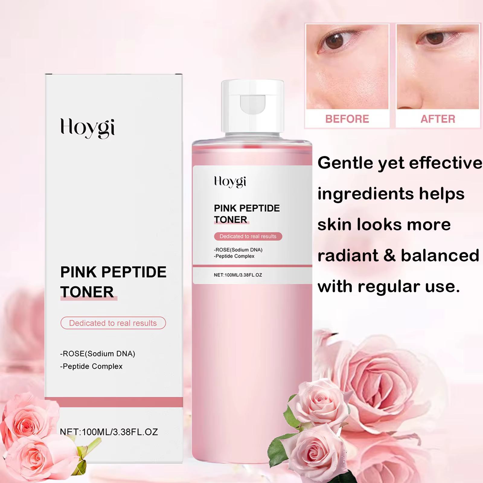 Tonique à l'essence de Rose brillant pour la peau