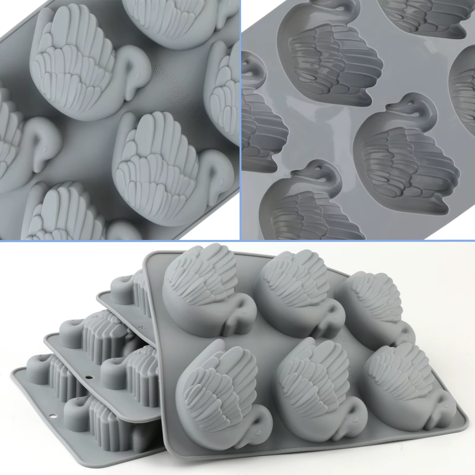 Moule en silicone en forme de cygne pour gâteau de mariage, épais, antiadhésif, pour bonbons, mousse, chocolat, pudding, dessert