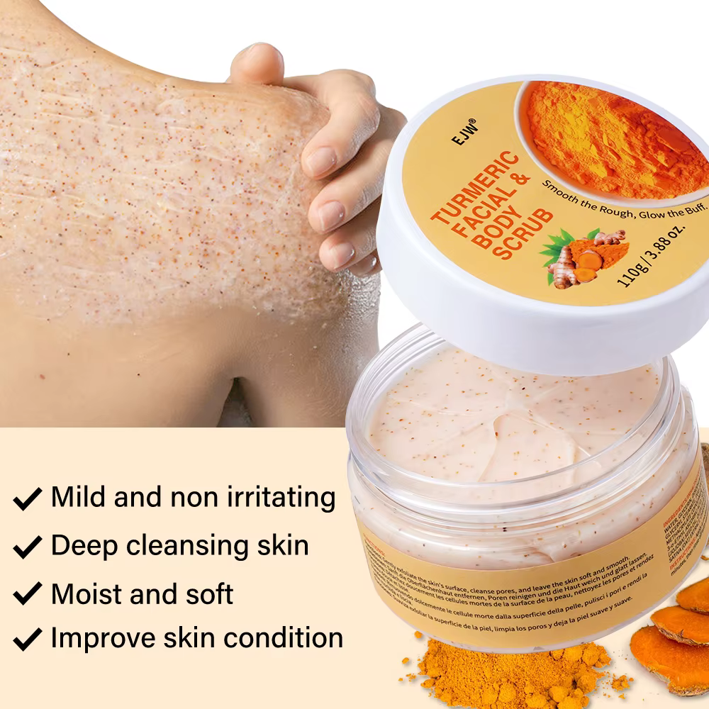 Gel Douche Éclaircissant au Curcuma | Gel Douche Doux pour Peaux Irrégulières | Formule nettoyante en profondeur et hydratante | Gommage corporel