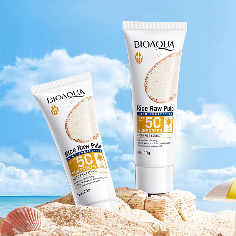 Purée de riz crème solaire SPF50 + PA + protection solaire/UV rafraîchir Non collant imperméable résistant à la sueur