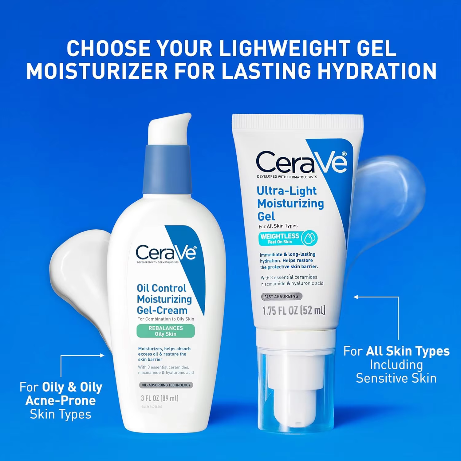 Gel hydratant pour le visage CeraVe ultra-léger avec céramides