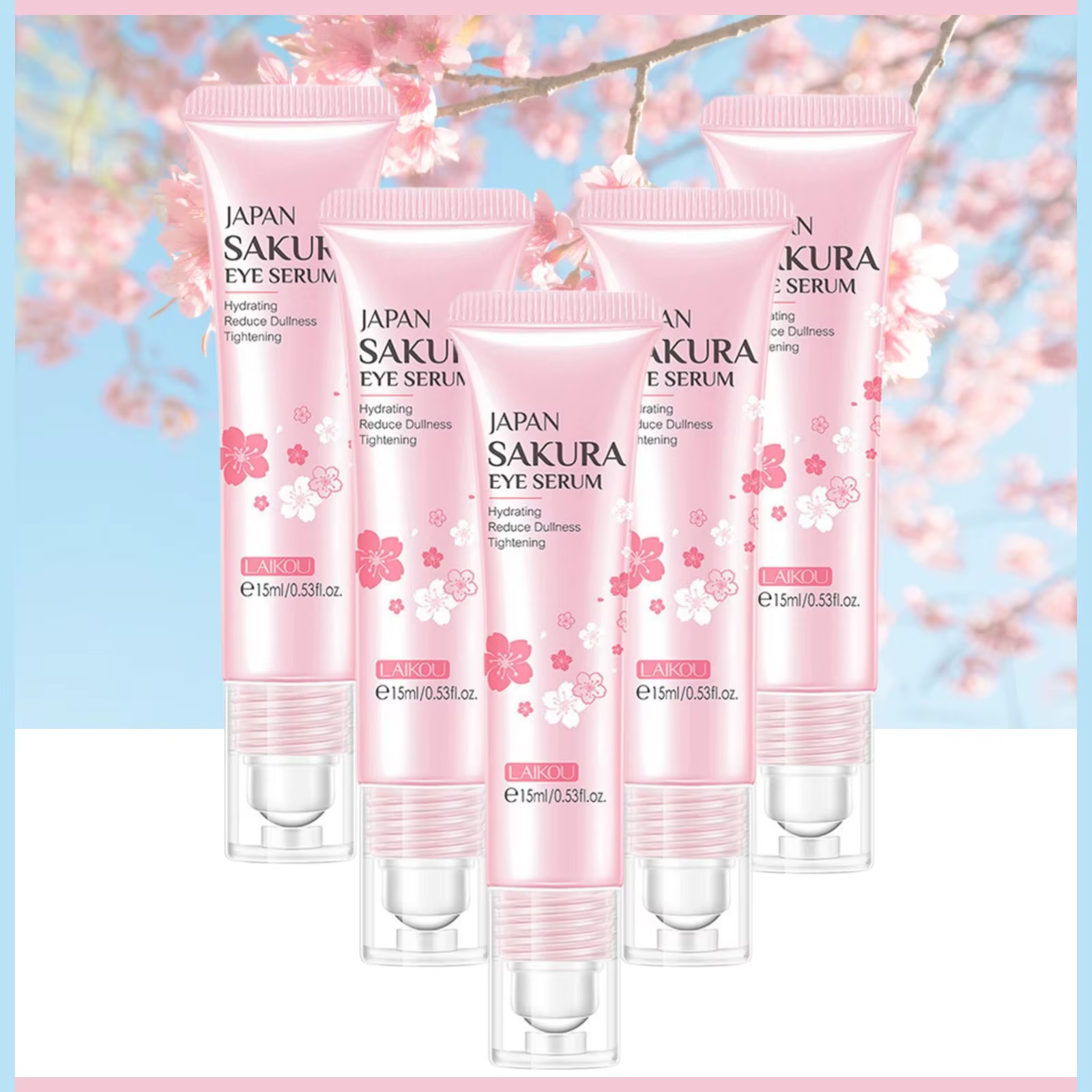 Sakura-Crème essence pour les yeux avec boule de massage