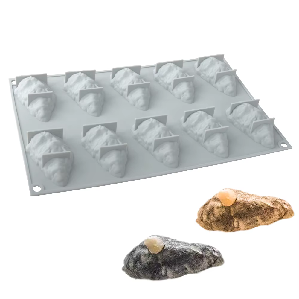 Moule à gâteau en Mousse d'huître à 10 cavités, pour Dessert au chocolat et biscuits, pâtisserie française, moule de cuisson