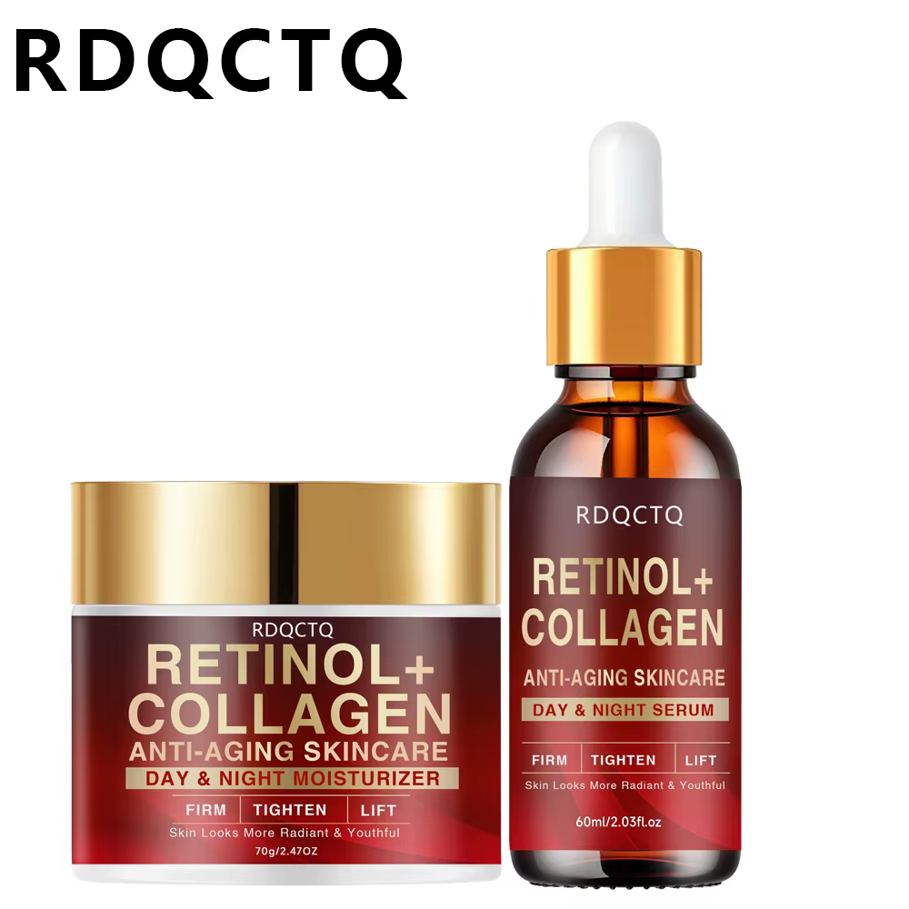 Sérum de jour et de nuit anti-âge au collagène au rétinol-essence raffermissante pour le visage pour la formule de soin de la peau à l'éclat jeune avec hydrat