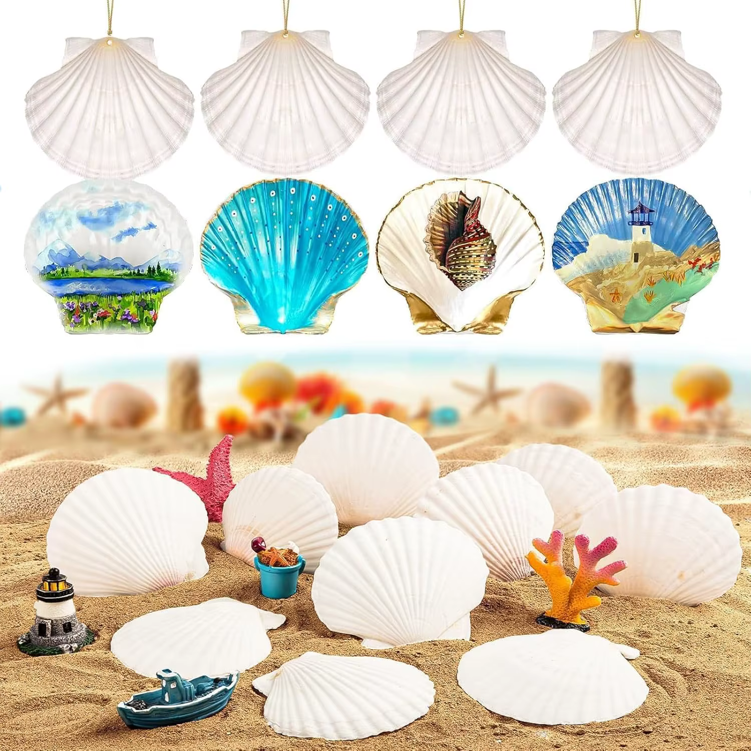 Coquilles de pétoncle naturelles 2.3 ''-3'', coquilles de mer blanches pour la fabrication artisanale, la peinture à la main, la fête sur le thème de l'océan et la décoration de la maison