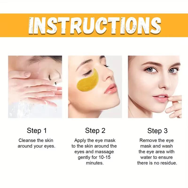 Masque pour les yeux au curcuma et à la vitamine C, Anti-rides, élimine les cernes, les poches, réduit les ridules, raffermissant, éclaircissant