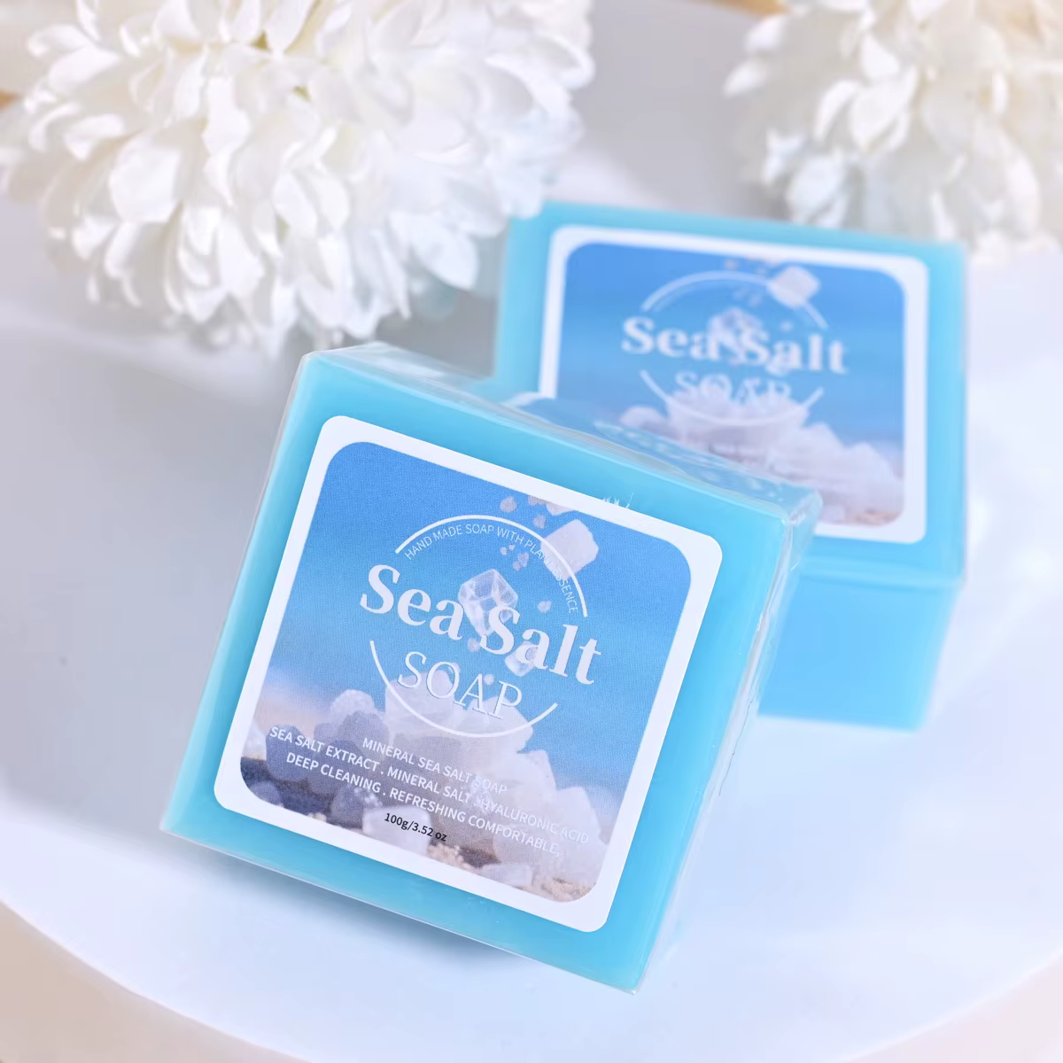B + acide hyaluronique sel de mer nettoyage en profondeur savon fait main