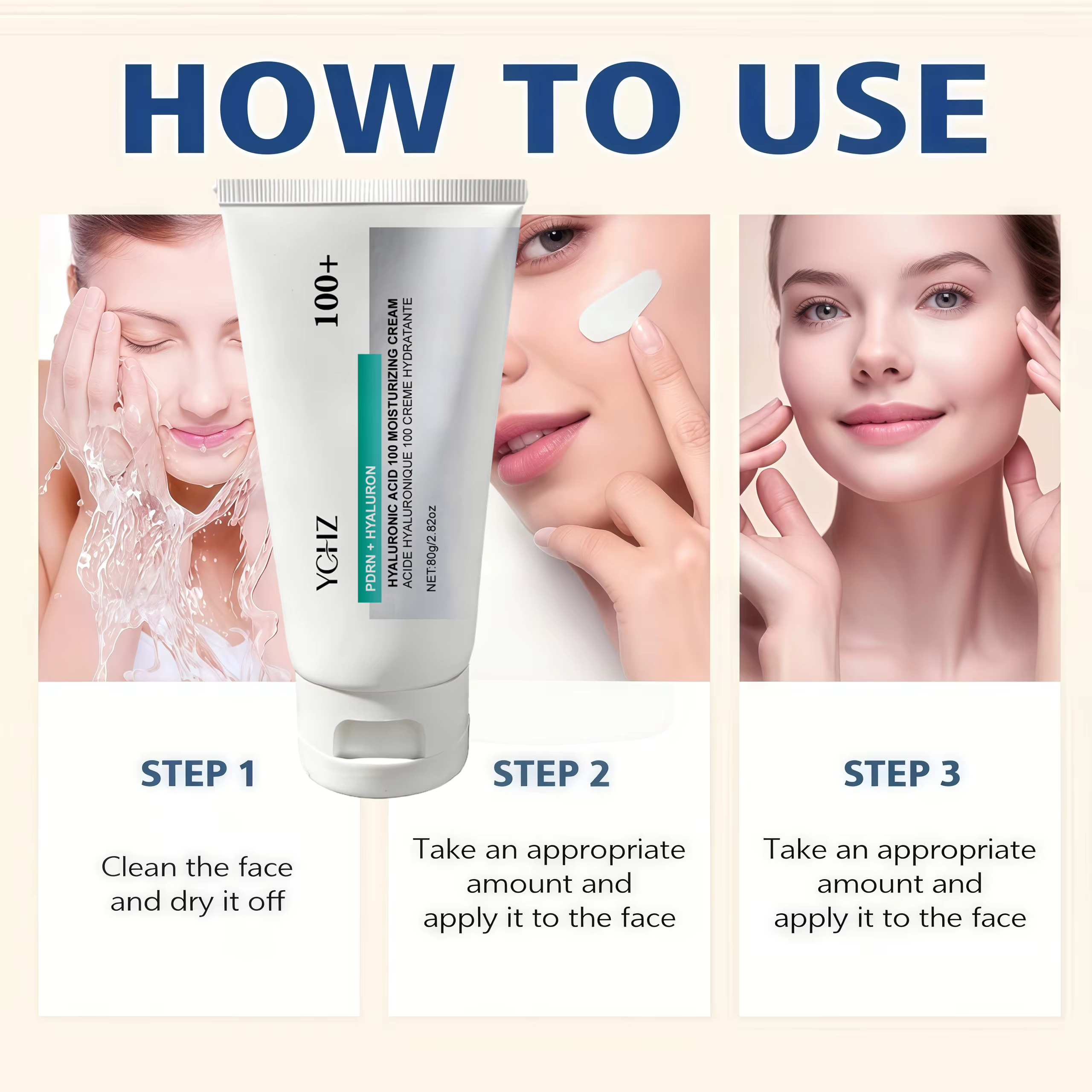 Crème hydratante à l'acide hyaluronique 100%