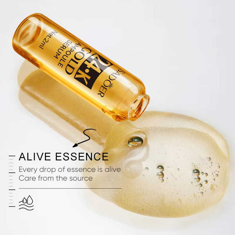 SADOER 24k Ampoule d'or huile d'essence pour le visage hydratant raffermissant acide hyaluronique sérum éclaircissant