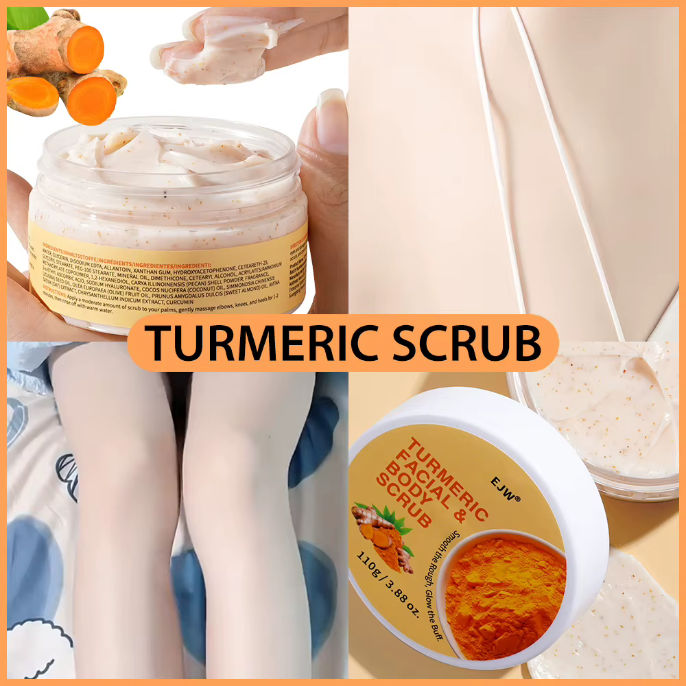 Gel Douche Éclaircissant au Curcuma | Gel Douche Doux pour Peaux Irrégulières | Formule nettoyante en profondeur et hydratante | Gommage corporel