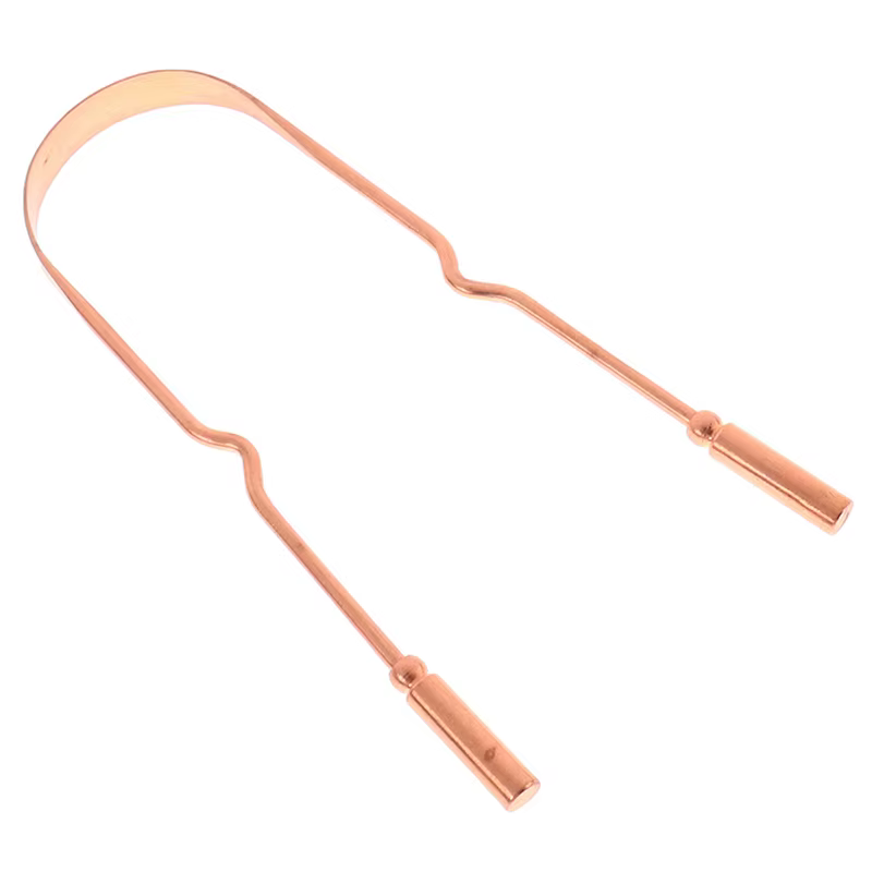Grattoir à langue en cuivre pur, brosse nettoyante buccale, outils d'hygiène pour un nettoyage optimal.