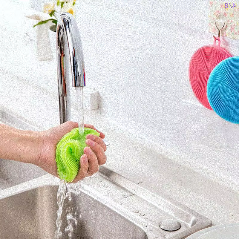 Brosses de nettoyage magiques rondes en Silicone, Gadgets de cuisine, brosse de lavage des fruits, tampon isolant, nettoyeur de bol de Pot, accessoires de cuisine