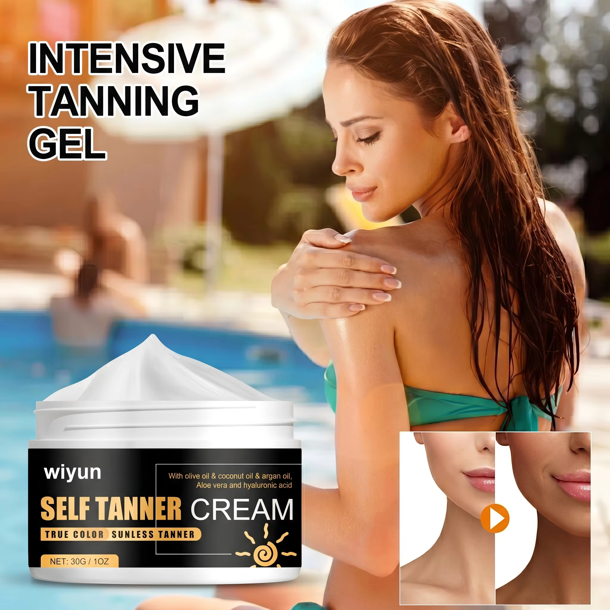 Crème bronzante naturelle pour le visage et le corps