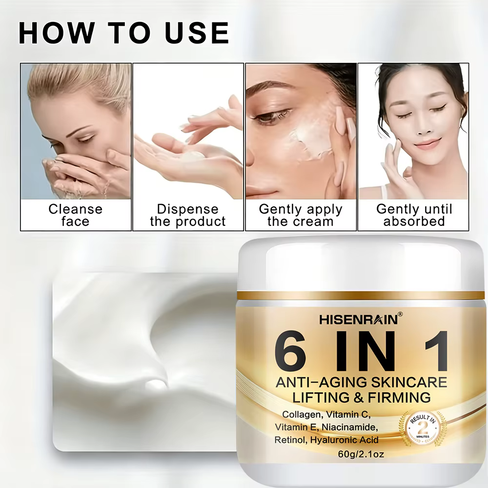 HISENRAIN Crème raffermissante anti-âge 6 en 1 – Crème anti-rides