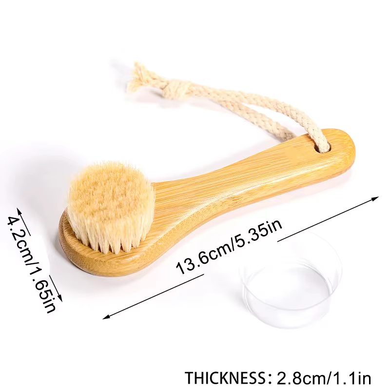 Brosse de Soin Visage Nettoyante en Bambou Naturel Doux pour Massage Facial Portable et Nettoyage en Profondeur