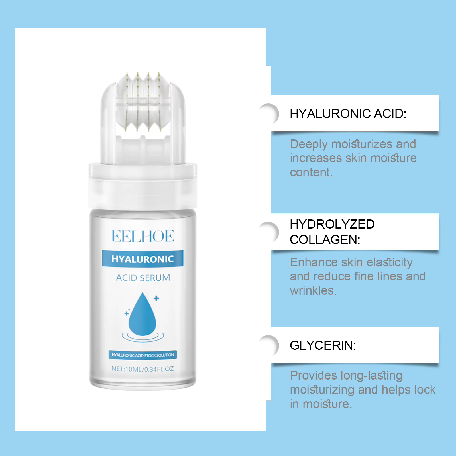 Sérum à l'acide hyaluronique avec micro-rouleau à micro-aiguilles de 0