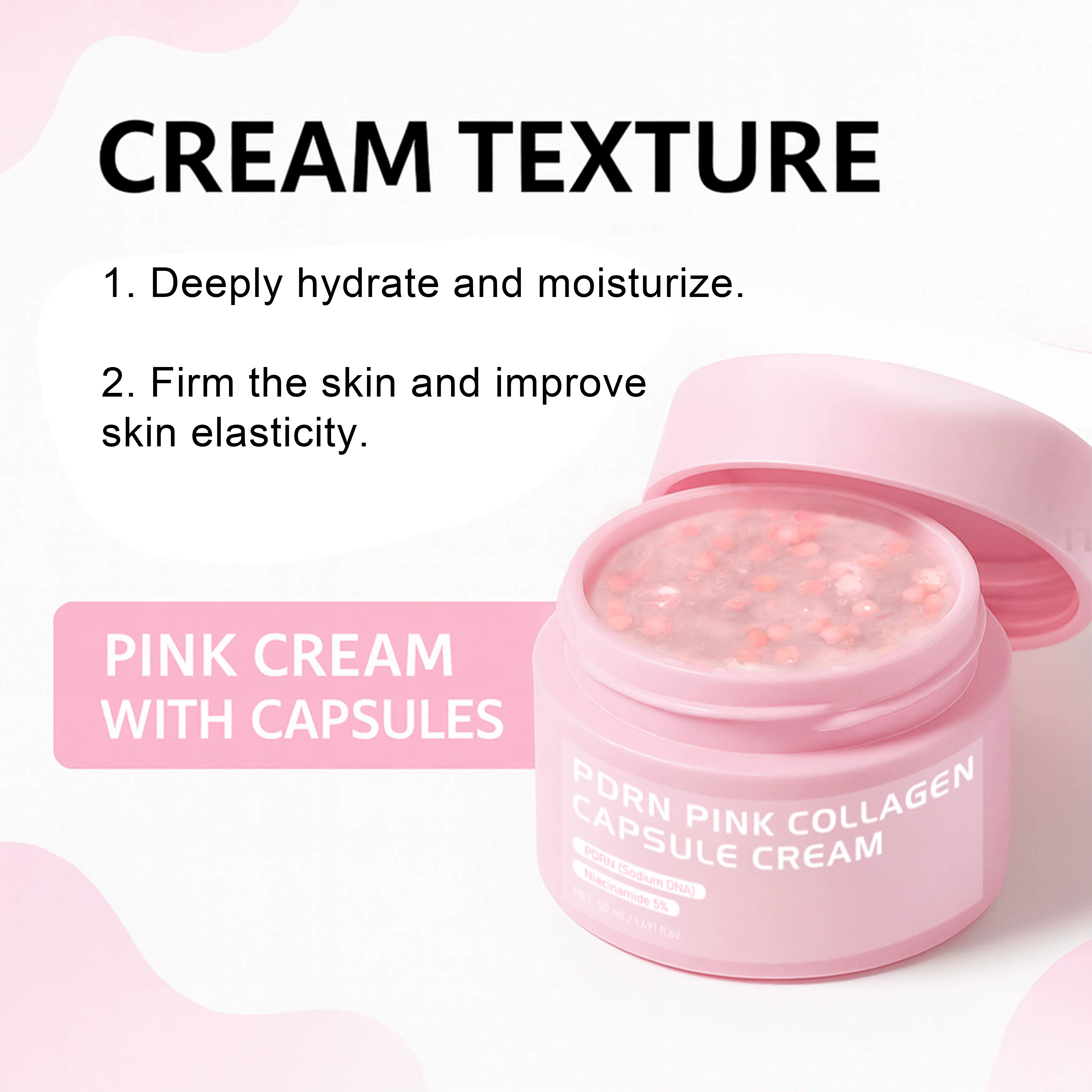 Crème en capsules de collagène rose PDRN au saumon