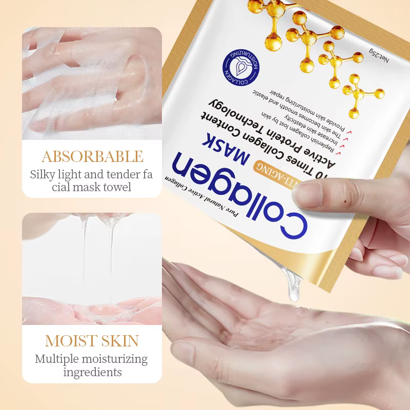10 pièces Anti-rides collagène masque pour le visage hydratant Anti-âge rides blanchissant soin de la peau feuille