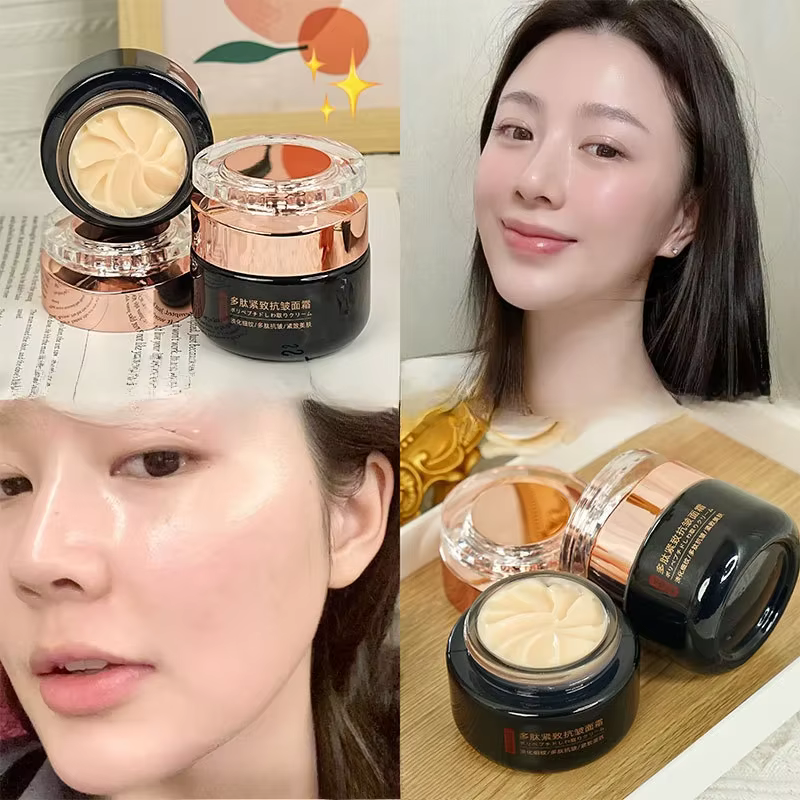 Crème raffermissante aux peptides Atténue les ridules Éclaircit le teint Hydrate Améliore la peau terne