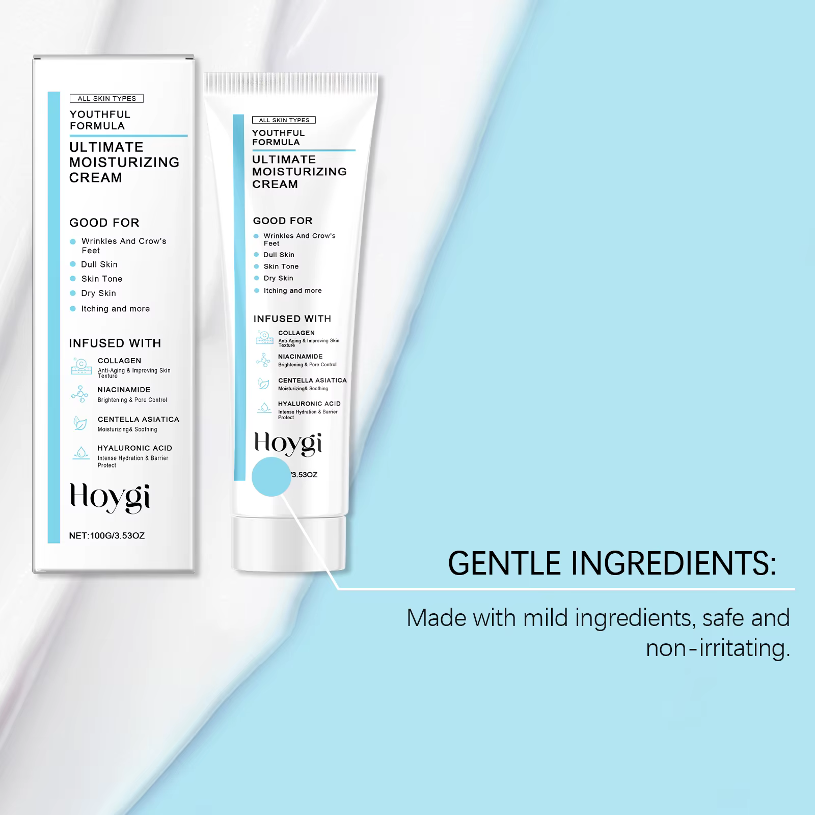 Hoygi Centella Asiatica Cica crème hydratante apaisante quotidienne pour peau sensible éclaircissante