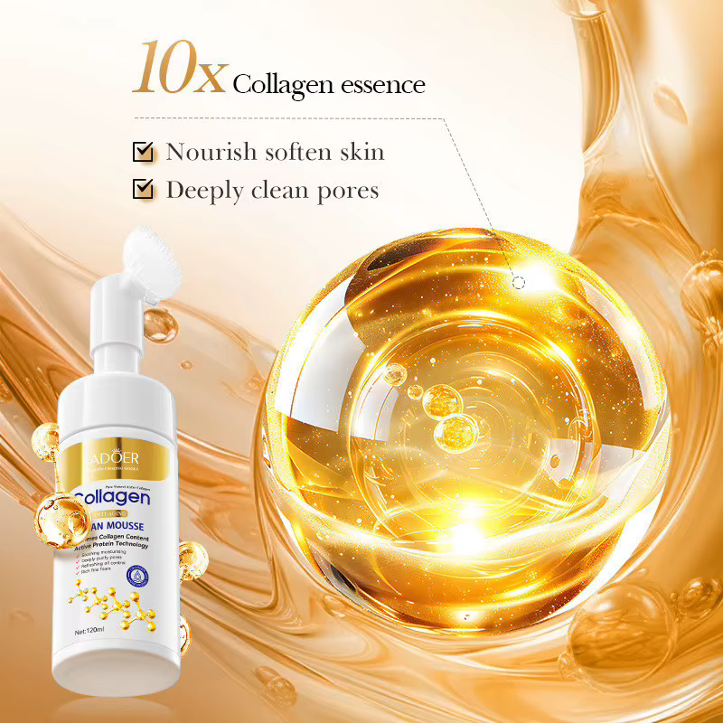 SADOER nettoyant pour le visage au collagène pour Anti-rides Mousse de nettoyage en profondeur nourrissant humidité soins de la peau 120 ml