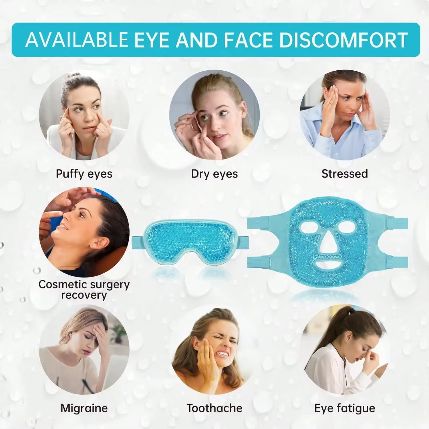 Gel rafraîchissant glace visage masque pour les yeux
