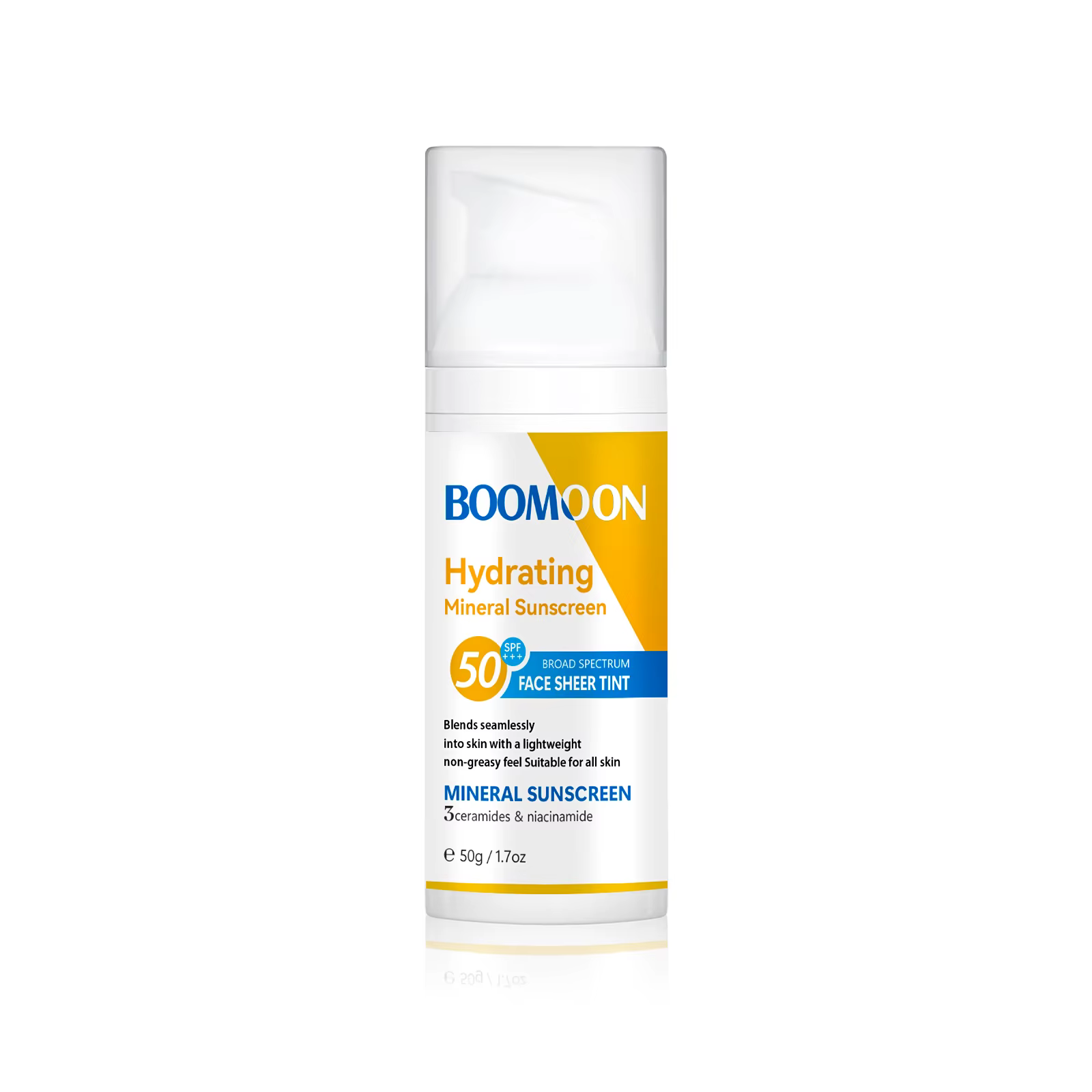 BOOMOON Crème solaire minérale hydratante SPF50 PA +++ Ample spectre Léger Non gras 50g pour visage et corps
