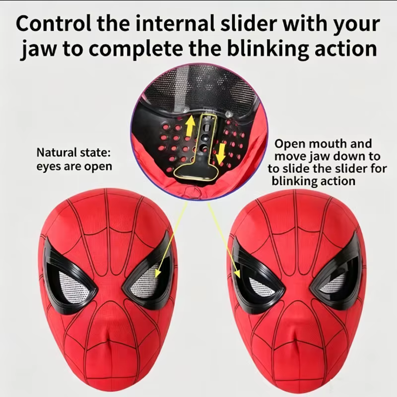 Masque Spider-Man à yeux mobiles, respirant, intégral, accessoire de cosplay, pour fête d'Halloween, mascarade, coiffe de super-héros, cadeau