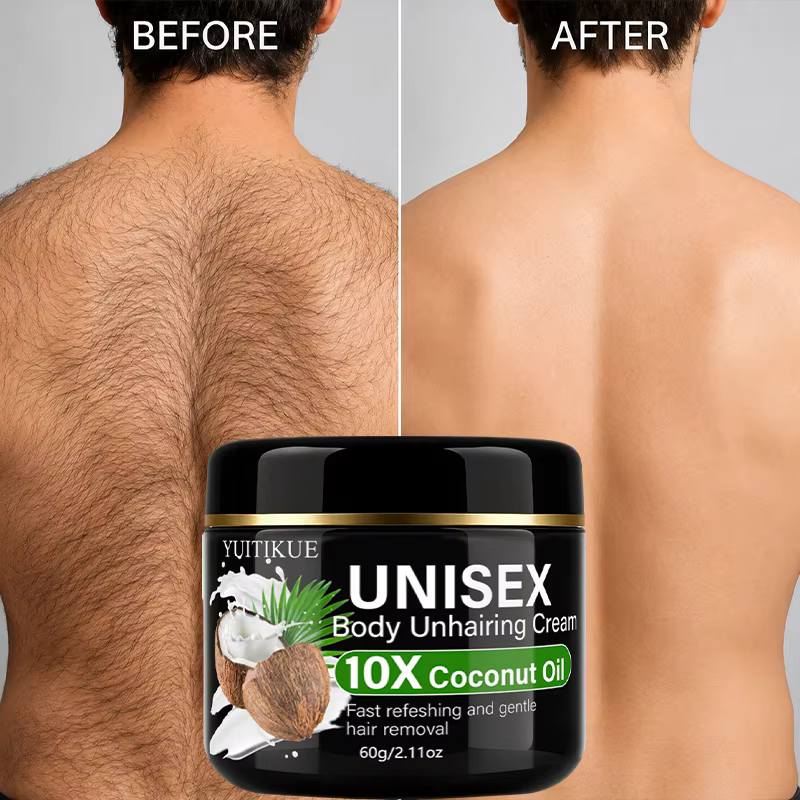 YUITIKUE 10X Crème dépilatoire unisexe à l'huile de noix de coco, rafraîchissante et douce, pour le corps entier, pour les jambes, les aisselles, soin de la peau