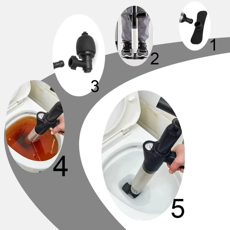 Déboucheur de toilettes qui peut déboucher instantanément les égouts, bloquer les toilettes et créer un drain universel pour les sols de cuisine grâce à la pression d'air.