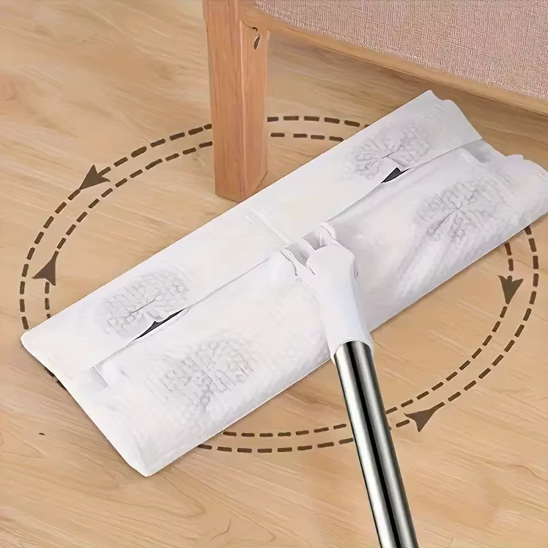 360 ° Serpillères plates avec nettoyage sans effort avec tampon de vadrouille jetable, grattoir de nettoyage pour le nettoyage des sols des carreaux stratifiés en bois dur