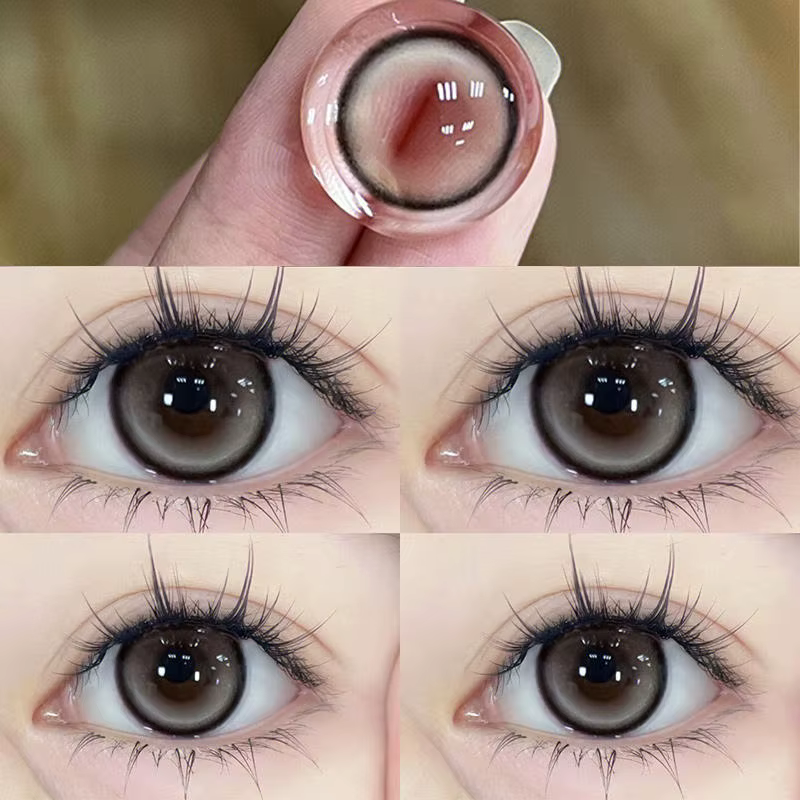 Lentilles de contact de couleur pour les yeux jaune naturel noir myopie lentilles colorées doux 1 paire de contacts colorés pour gros yeux avec dioptries
