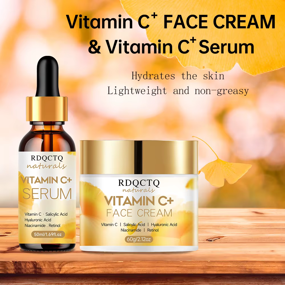 Ensemble de 2 pièces crème et sérum à la vitamine C : titre optimisé avec des ingrédients clés et des configurations