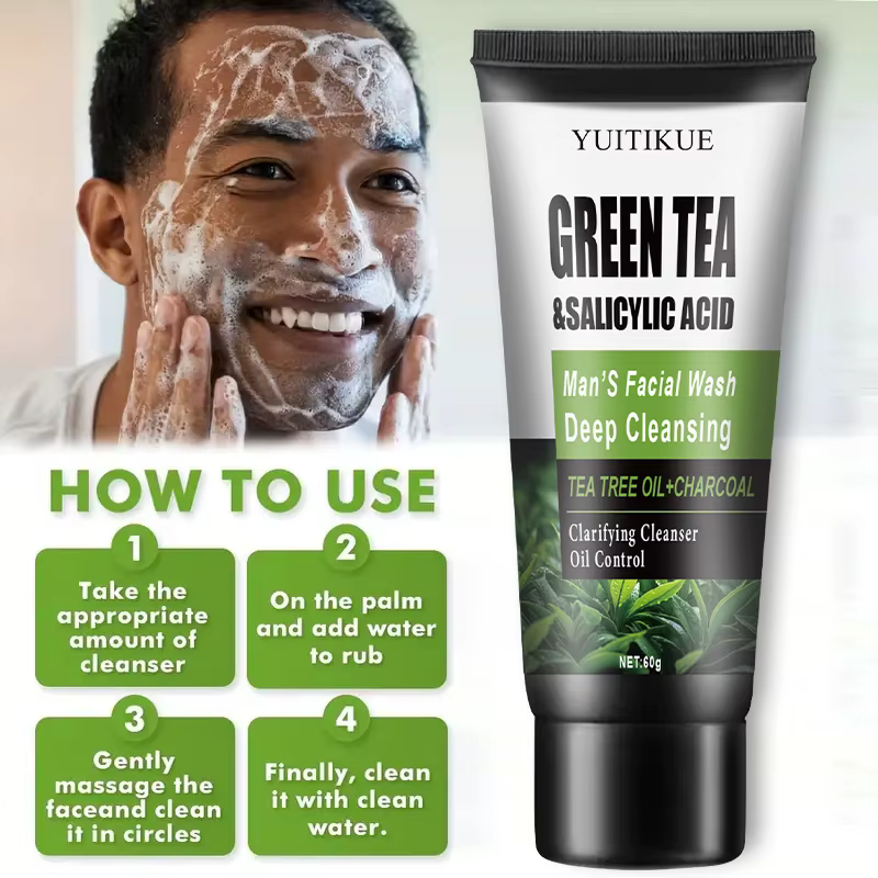 YUITIKUE Lavage du visage pour hommes 60g - Thé vert et acide salicylique