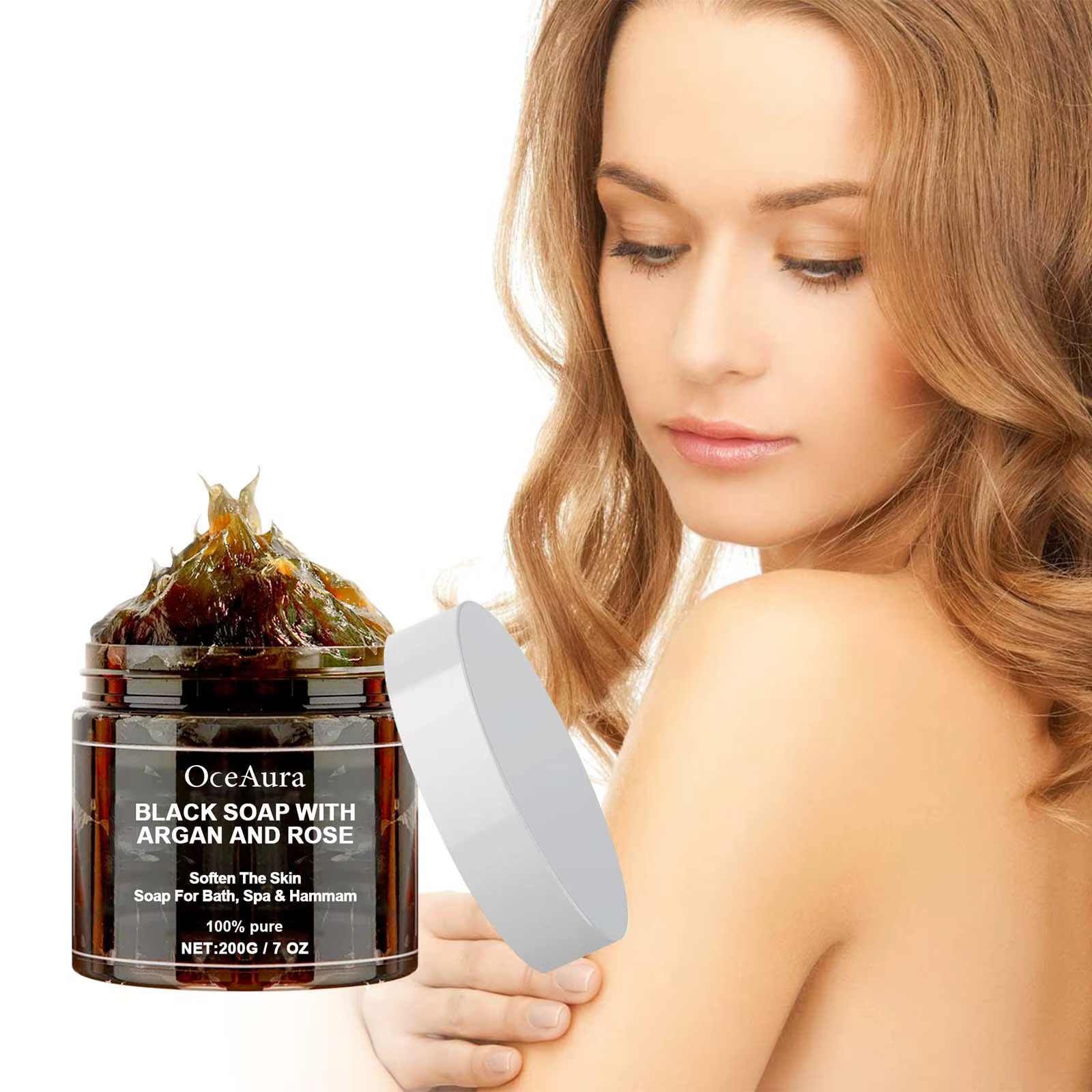 Savon noir OCEAURA à l'argan et à la rose