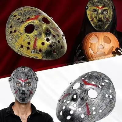Masque de hockey d'Halloween de 24 cm, masque effrayant Jason Voorhees de la série Friday the 13th, masque de cosplay pour adultes pour fête d'Halloween