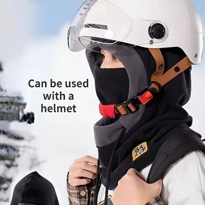 Chapeau d'hiver chaud avec masque et cache-cou 3-en-1, cagoule coupe-vent pour hommes et femmes, chapeau masqué pour le cyclisme, protection contre le froid