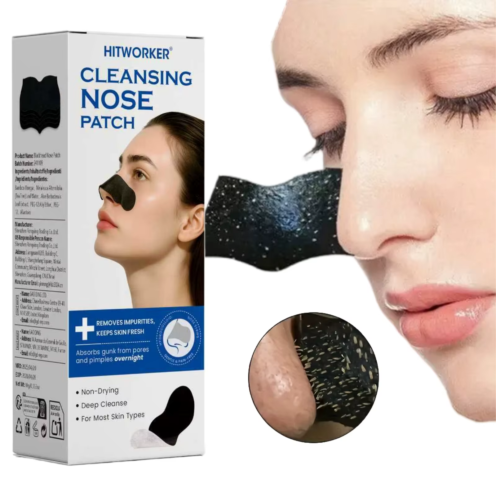 Bandes nettoyantes pour le nez sans alcool – Patchs purifiants pour les pores
