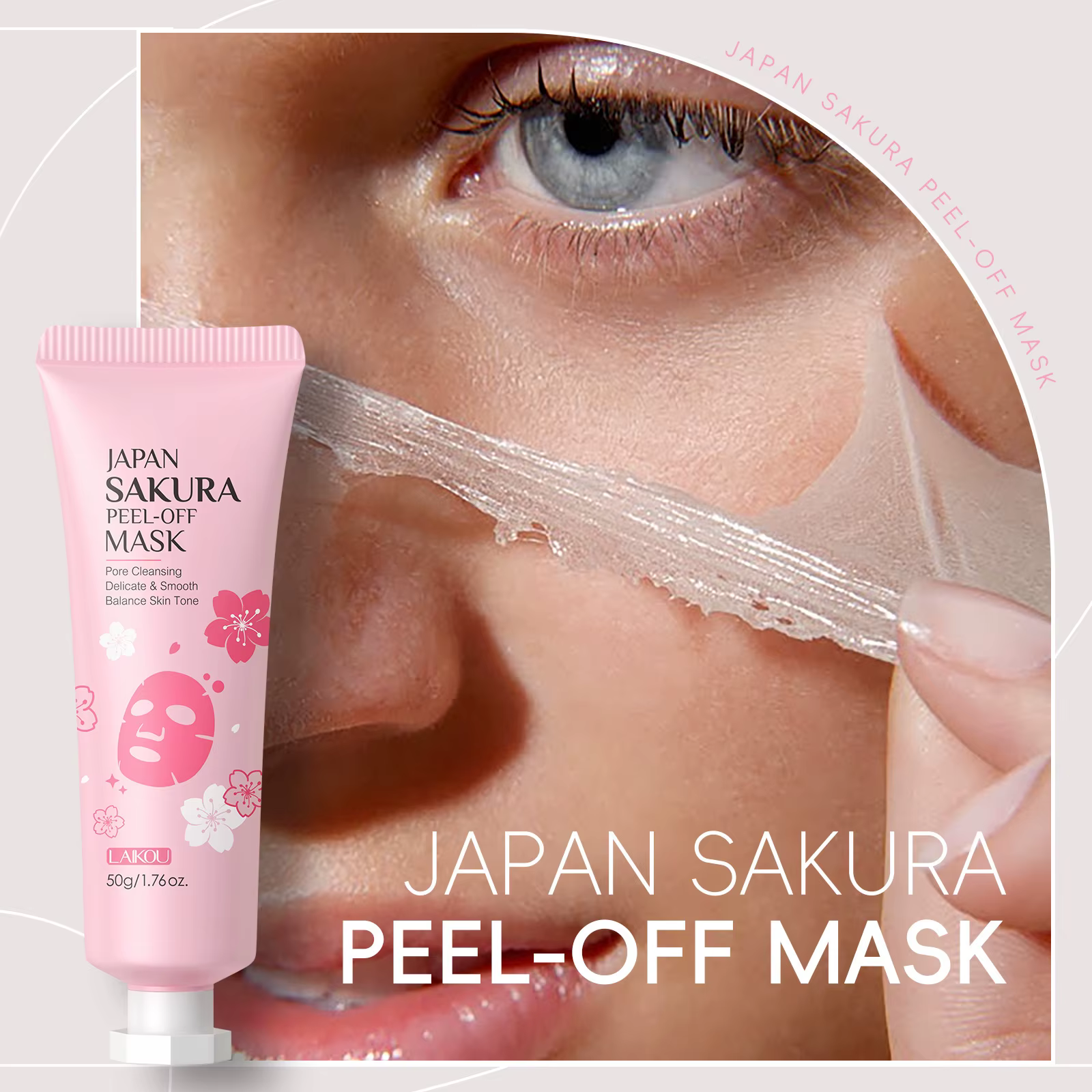 1/2count Japon Sakura masque détachable 50g résidus cosmétiques de nettoyage en profondeur