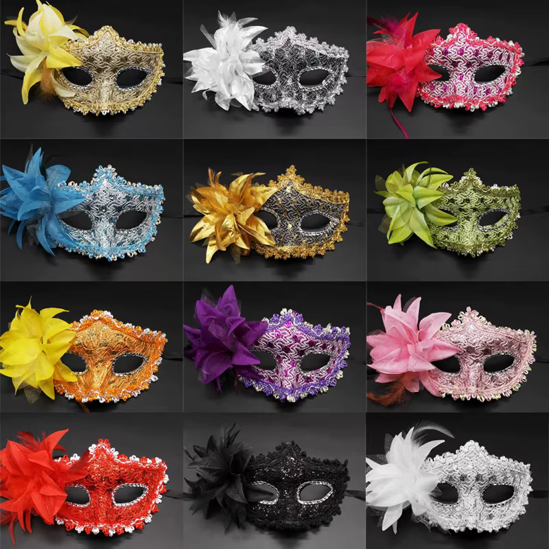 10 pièces masques de plumes colorés femmes filles princesse masque de mascarade Sexy danse fête d'anniversaire accessoires de carnaval noël Halloween