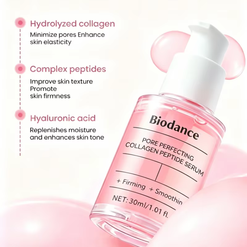 Sérum Coréen au Collagène et Peptides pour Affiner les Pores & Sérum Hydro Cera-nol, Essence Hydratante Apaisante pour le Soin des Pores du Visage 30ml