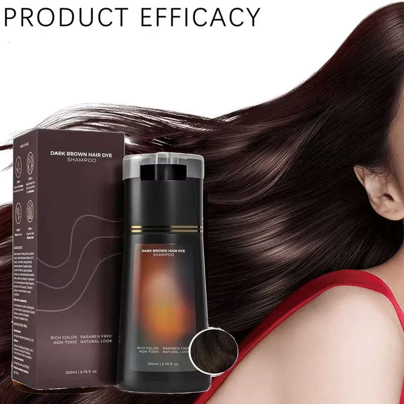 Shampoo colorant pour cheveux gris pour femmes et hommes, kit de coloration capillaire naturelle semi-permanente